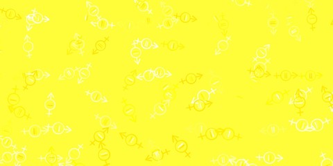 Light Yellow vector pattern with feminism elements.