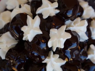 dolce, cake, bianco, nero, cioccolato, panna, lavoro, pasticceria, bignè