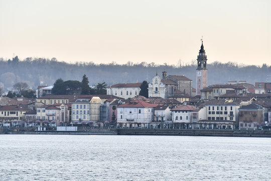 view of the city oleggio angera bergamo north italy