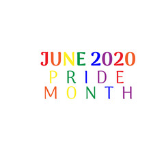 Lgbt pride month 2020 date poster in lettering.
