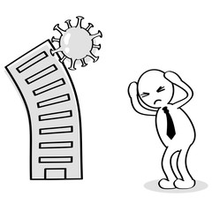 The company goes bankrupt. Bankruptcy due to coronavirus. A depressed person. COVID-19