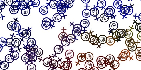 Light Blue, Yellow vector background with woman symbols.