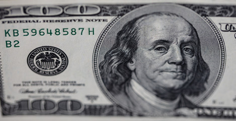 fragment of old 100 dollar bill