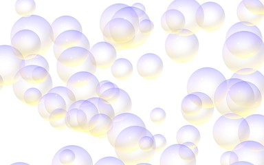Light pastel colored background with purple bubbles. Wallpaper, texture purple balloons. 3D illustration