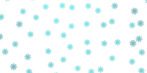 Light Green vector doodle background with flowers.