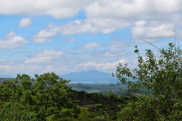Scenic mountain landscapes against sky in rural Kenya
