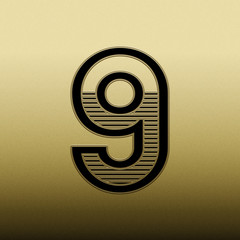 Number. Modern black number on gold background. Beautiful elegant design for multiple uses. 