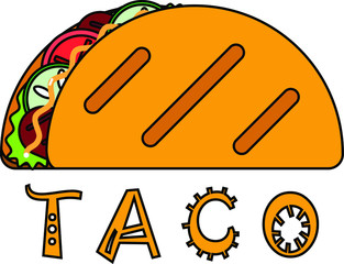 Taco flat logo. Flat logo. Fast food.