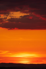 Sonnenuntergang mit Landschaft in Oberösterreich