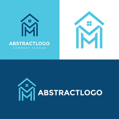 M Letter Real estate Unique logo design. modern elegant apartment logo design vector illustration by MM, M and M font Homestyle design.