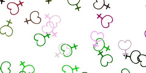 Light Pink, Green vector template with businesswoman signs.