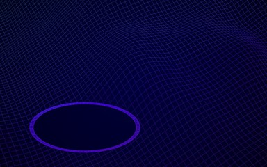 Abstract landscape on a blue background. Cyberspace grid. Mockup. hi tech network, technology. 3D illustration