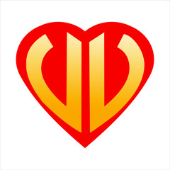 red heart with golden ribbon