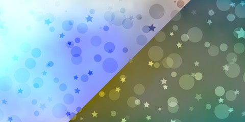 Vector backdrop with circles, stars. Abstract illustration with colorful shapes of circles, stars. Texture for window blinds, curtains.