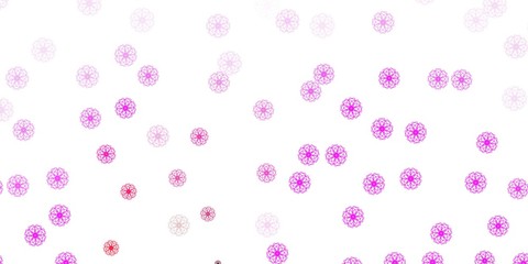 Light purple, pink vector doodle pattern with flowers.