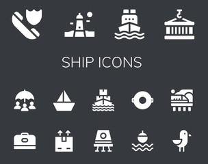 Modern Simple Set of ship Vector filled Icons