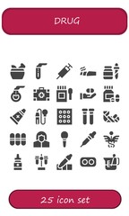 Modern Simple Set of drug Vector filled Icons