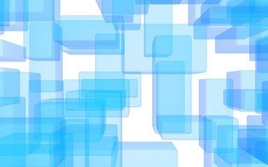 Blue and white abstract digital and technology background. The pattern with repeating rectangles. 3D illustration