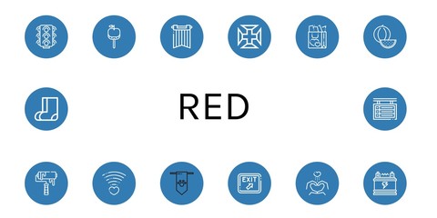 red simple icons set