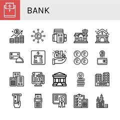 bank simple icons set