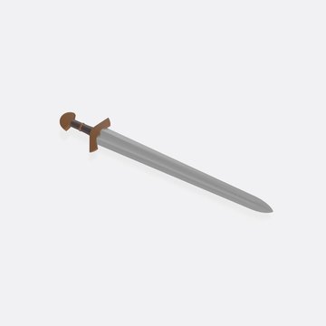 3d illustration of Knight's sword. 3d model of modern sword.
