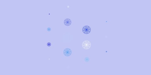 Light blue vector doodle pattern with flowers.