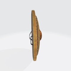 3d illustration of Knight's shield. 3d model of golden shield.