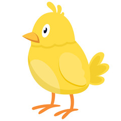 Chick side view. Farm animal in cartoon style.