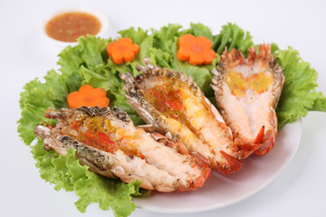 Grilled prawn isolated in white background