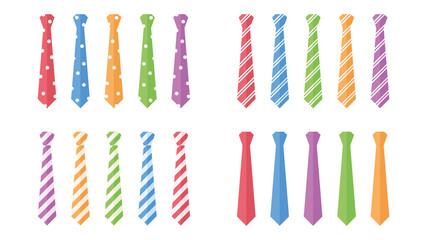 Set of different ties. Flat style. Vector illustration
