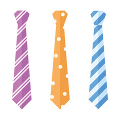 Set of different ties. Flat style. Vector illustration
