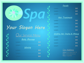 Naklejka premium Spa Services Menu Flyer