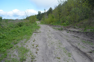 Fototapeta na wymiar Dry dirt road near Kiev, Ukraine