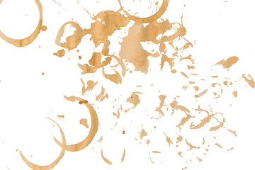 Stains of a coffee isolated on white background.