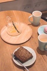 cup of coffee and cookies/coffeeshop/tea with lemon