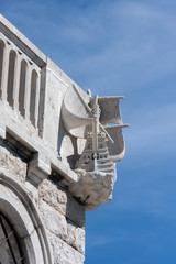 detail of an old building - a sailing ship