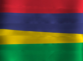 Colorful ribbon as Mauritius national flag, Four horizontal bands of red blue yellow green.