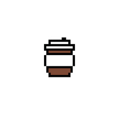 coffee cup pixel art icon, pixel illustration