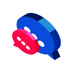 Vector Chat Icon in flat isometric 3d style isolated. Speech bubble symbol usable for web site design, logo, app, UI, posters. Vector illustration, EPS10.