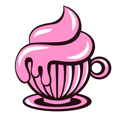 Delicious logo with coffee and cakes 