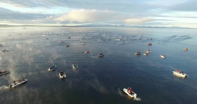 El Nihuil, Argentina, December 22, 2016: Pejerrey Fishing Contest in El Nihuil. Competition starts.