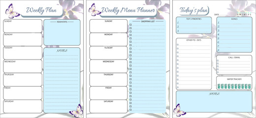 Set of colorful printable planners vector design