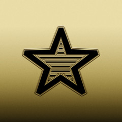 golden star  surround by black on gold texture   background. 