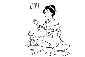 江戸の女性の塗り絵