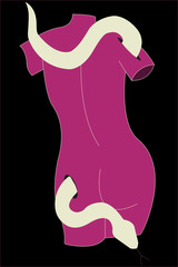 vector illustration of a snake and female