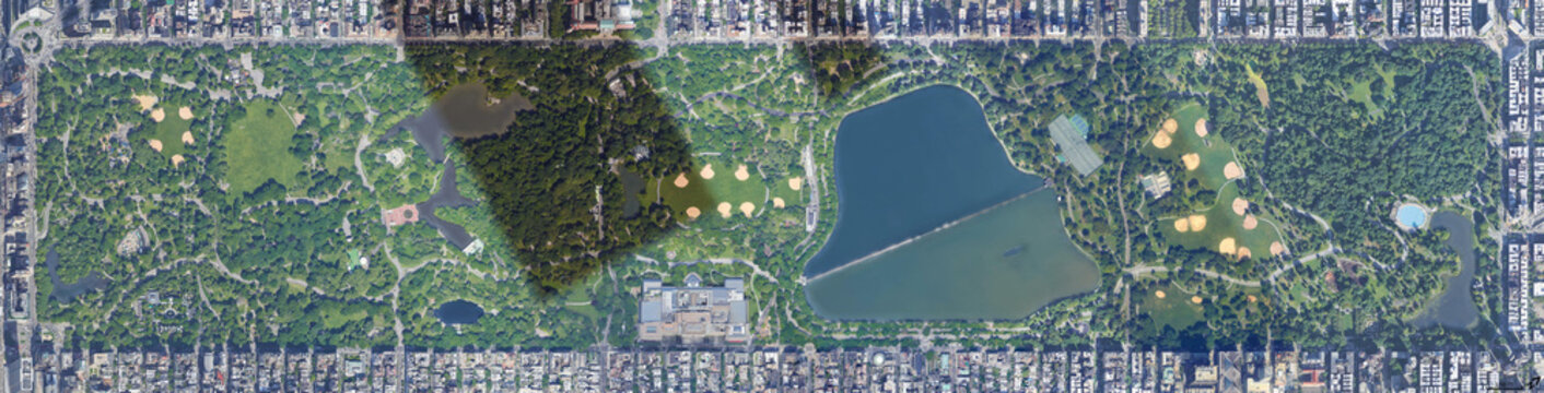 High resolution fine details satellite image of New York Central Park, NY USA.