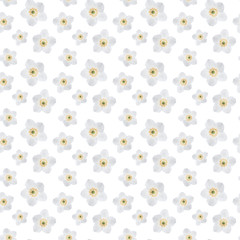 white flowers seamless pattern on white background