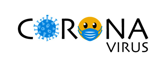 Corona Virus, Virus blau, Smiley, Mundschutz blau