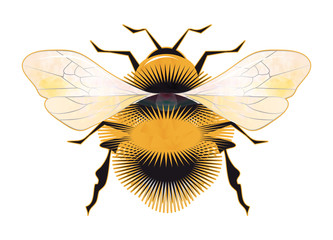 stilisierte Hummel mit irisierenden Flügel