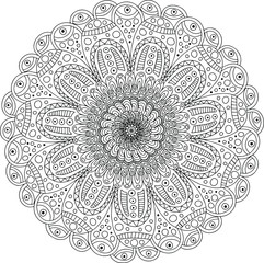 Detailed coloring page. Circled vector abstract picture for anti-stress therapy.